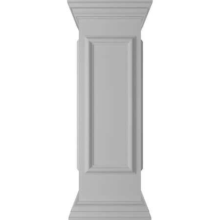 Ekena Millwork 12"W x 40"H End Newel Post with Panel, Flat Capital & Base Trim (Installation kit included) NWL12X40EPF0B0